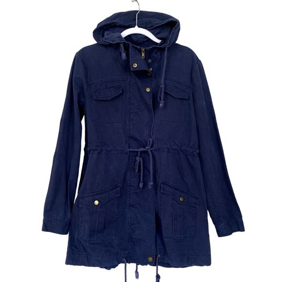 Somedays Lovin Jackets & Blazers - Some Days Lovin Jacket Womens Medium Blue Canvas Cargo Lace Up Back Parka PacSun